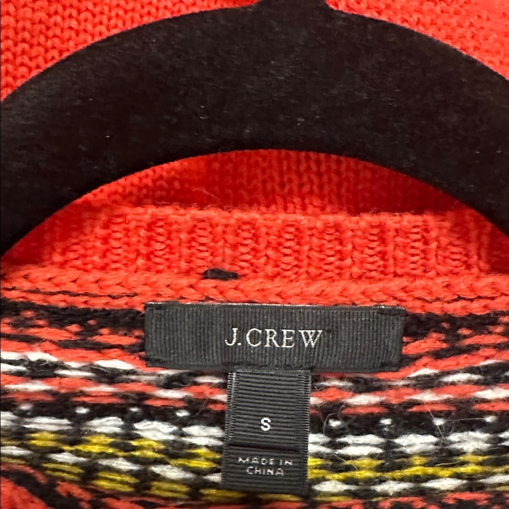 J. Crew Womens Fair Isle Wool Blend Red Crew Neck Sweater Sz Small Preppy - Picture 5 of 7